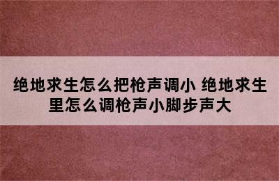 绝地求生怎么把枪声调小 绝地求生里怎么调枪声小脚步声大